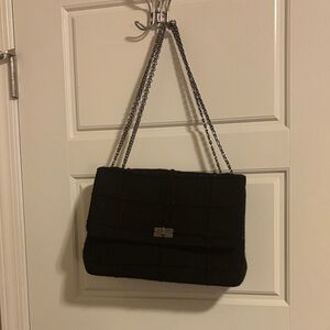 CHANEL Black Quilted Wool Chain-Shoulder Flap Bag